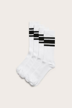 Kappahl | 4-pk. ribbestrikkede sokker Hvit 40/44 | Hvit
