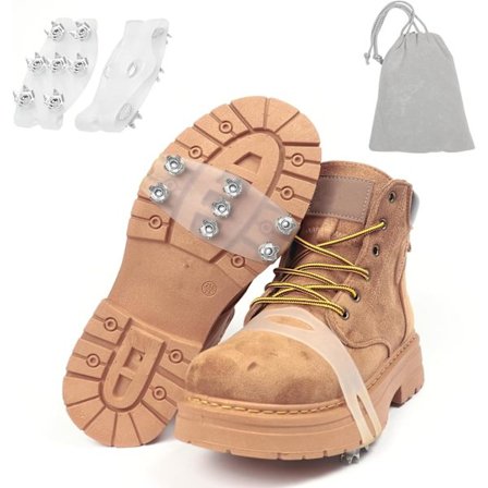 7-Pigge Fleksible Issko til Sko & Støvler, Gennemsigtige Anti-Skrid Trækklodser til Sne & Is, Let Step-in Design, Bærbare Vinter Crampons