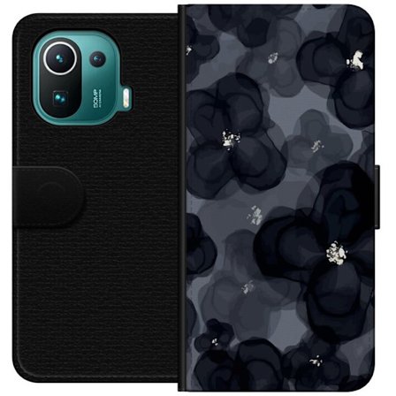 Kompatibel Tegnebogsetui til Xiaomi Xiaomi Mi 11 Pro Abstrakt mørkt blomstermønster i sortgrå toner med en elegant og dramatisk følelse