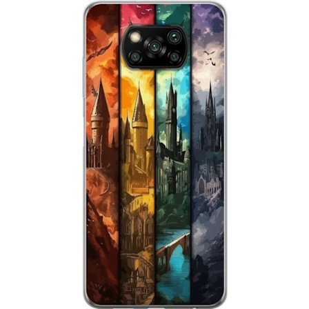 Kompatibel Mobilcover til Xiaomi Xiaomi Poco X3 NFC Fire magiske slotte i forskellige elementfarver, episk fantasykunst med ild vand luft og mørke i