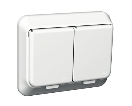 Schneider Electric Exxact Stikkontakt 2-veis, jordet, klafflokk, IP44, hvit Skrueklemme, låsbar, Strømbrytere & vegguttak