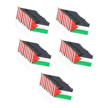 50 st Palestinska flaggor små med pinne, 14X21cm Palestinsk handviftande flagga - Dubbelsidiga fina handhållna flaggor för utomhusbruk