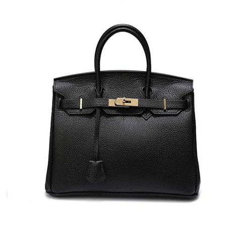 Stilig Svart Skinnveske Tote Bag Dame Pendle Crossbody Håndveske svart 35cm