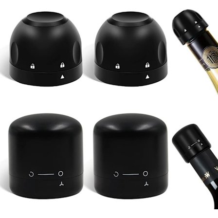 Genanvendelig vinflaskeprop med drejeknap, silikoneforsegling bevarer friskheden, ideel gave til entusiaster, sæt med 4