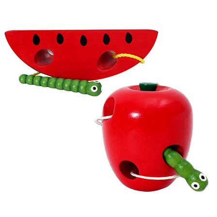 2 kpl Lasten älykkyyslelu Puiset madot syövät vesimelonia omenalangoituslelu mato syö hedelmälelu lapsille
