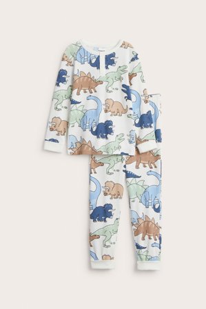 Kappahl | Långärmad mönstrad pyjamas | Offwhite