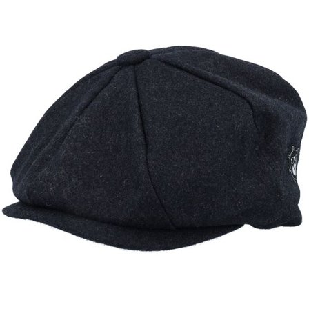 Bearded Man - Svart flatcap Keps - Ship Wheel Sunset Charcoal Wool Baker Boy Flat Cap @ Hatstore