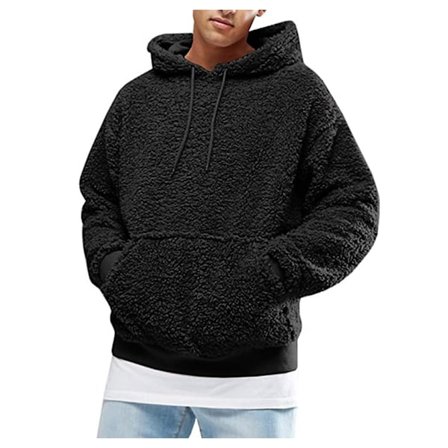 Fuzzy Hoodie Sweatshirt herr Mjuk fleecejacka