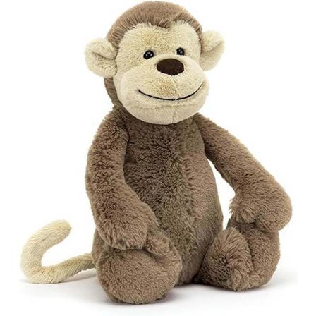 Jellycat Bashful Monkey kosedyr, vakker babybamse egnet fra fødselen, medium mykt leketøy, klassisk gave
