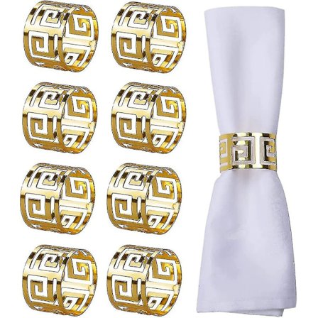 Servietringe Guld 8 Stk., Banket Servietring Metal Servietring Sæt Serviet Spænder Holder Bord Midterstykker Til Bryllup Fest Banket