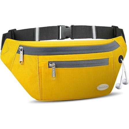 (Gul) Fanny pack - Perfekt for fotturer - Løping og reiser - Med 4 glidelåslommer