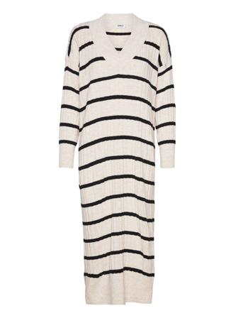 Onlnew Tessa L/S Midi V Dress Knt Noos Dresses Knitted Dresses Hvit ONLY*Betinget Tilbud