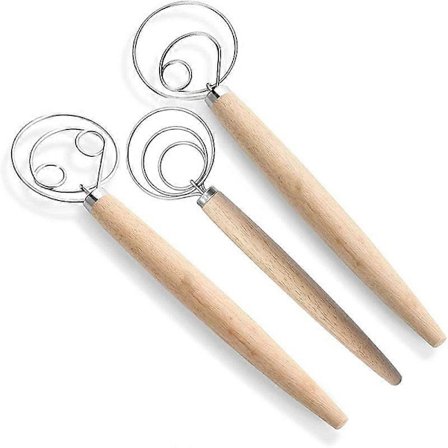 Dansk Deigvisp Brødblander, 3 stk Rustfritt Stål Nederlandsk Visp for Kake Dessert Brød Pizza Bakverk