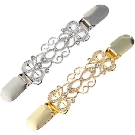 Trøjeklips, Perleklips til Cardigan, Stilfuld Perle, Cardigan Krageklips (3 stk., Guld+sølv+antik Bronze)