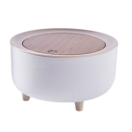 7L Papperskorg Liten Soptunnor med Lock Press-typ och Träfötter, Nordiska Avfallskärl för Badrum, Sovrum, Hushållsbruk, Kontor