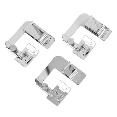 3 stk. Bredt rullefalds trykfodsæt Anti-rust Høj hårdhed Symaskine trykfod til husholdningssyning