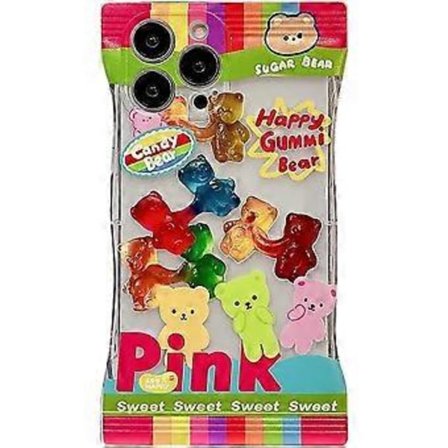 Snack Bag Gummy Bear Telefondeksel Kompatibel med iPhone 12 Pro Max Deksel Linsebeskyttelse Søt Sukker Snack Bag Deksel Myk TPU Klar Deksel