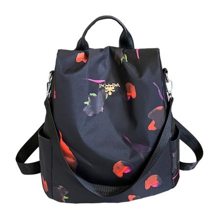 Kvinnor printed axlar Väska Pack Resor Casual Ryggsäck Ryggsäck Skolväskor Black Flower