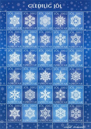 Færøerne - Julemærkeark 2002 - Utakket øvre marginal - Ubrugt eller foldet