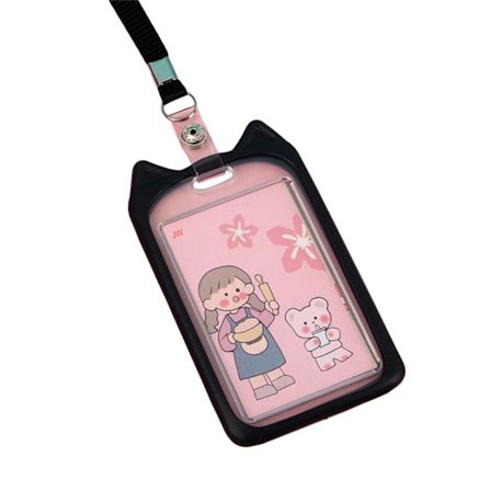 Silikonholder for katteøremerke med snor for kvinner Lady Girl Work Office