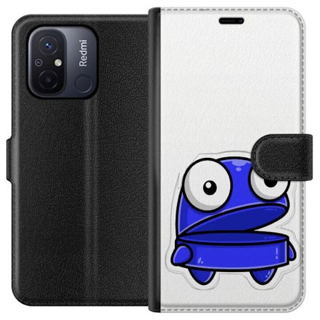 Kompatibel Tegnebogsetui til Xiaomi Xiaomi Redmi 12C Blå tegneseriefigur med åbent udtryk og store øjne i sjov illustration