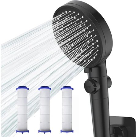 Shower Head with Filter, High Pressure Water Saving Showerhead, Stop Button, 5 Adjustable Spray Modes【PL】