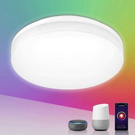 Smart LED Taklampa Dimbar, RGB Färgskiftande Taklampa, App- eller Röststyrning