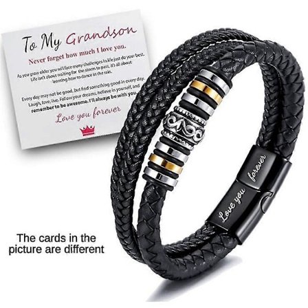 Till Min Son Älskar Dig För Alltid Läderflätat Armband Med Presentkort