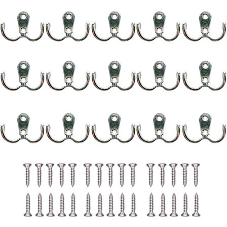 Knage, 15 stk. Dobbelt Metal Kroge og Stativ Opbevaring med Skruer