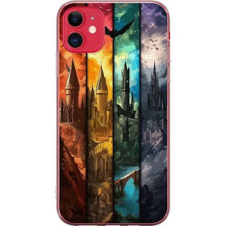 Kompatibel Mobilcover til Apple Apple iPhone 11 Fire magiske slotte i forskellige elementfarver, episk fantasykunst med ild vand luft og mørke i deta