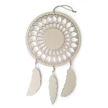 Mukautettava puinen unisieppari - Höyhenet 22 x 38 cm