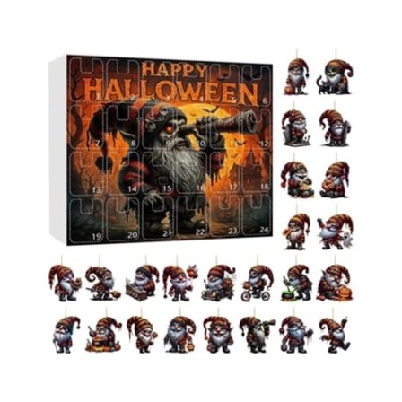 Halloween Adventskalender 2025, 24 dage, 2D, Zombie Elvere, Hængende Dekoration, Horror Nedtælling, Overraskelse til mænd