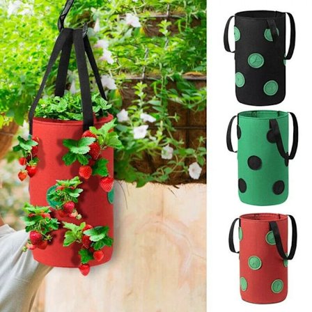 12 Hole Hanging Strawberry Planter Bags For Growing Potato Outdoor Vertical Garden Hanging Vegetable Planting Grow Bag