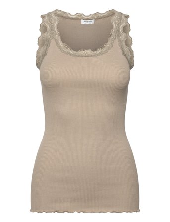 Rwbabette Silk Sl U-Neck Long Lace Khaki Rosemunde