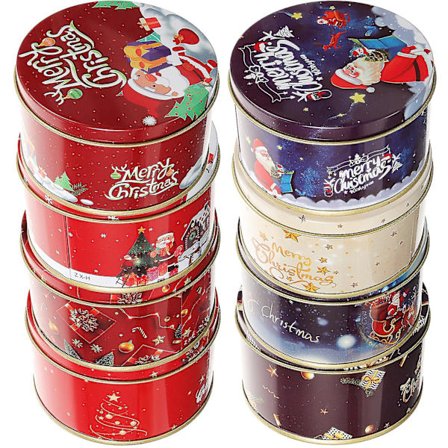 8 stk. julegavekort æsker i blik Julegaveæsker i metal Små gaveæsker med låg