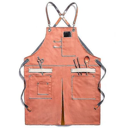 Forklæde i Denim med Lommer Unisex Jean Forklæde Justerbart Forklæde til Køkken
