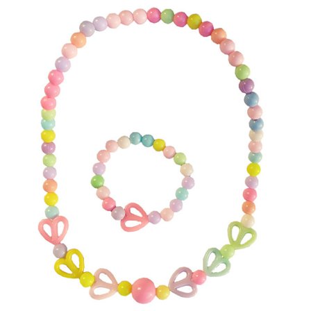 Perlekjede og perle armbånd for barn, 6 sett, smykkesett for små jenter