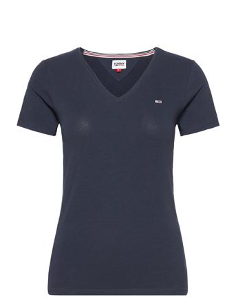 Tjw Skinny Stretch V Neck T-shirts & Tops Short-sleeved Blå Tommy Jeans