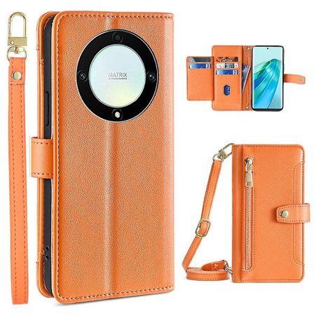 Telefondeksel for Honor X9a 5G/X40 5G/Magic5 Lite 5G PU skinn glidelås lomme kortspor telefondeksler