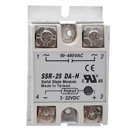 Solid State -rele SSR-25DA-H 25A 3-32V DC 90-480V AC jäähdytyselementillä - Täydellinen