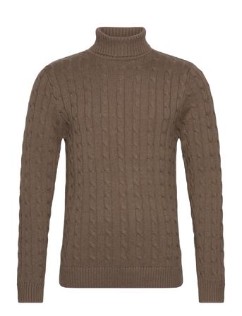 Slhryan Structure Roll Neck W Knitwear Turtlenecks Brun Selected Homme*Betinget Tilbud