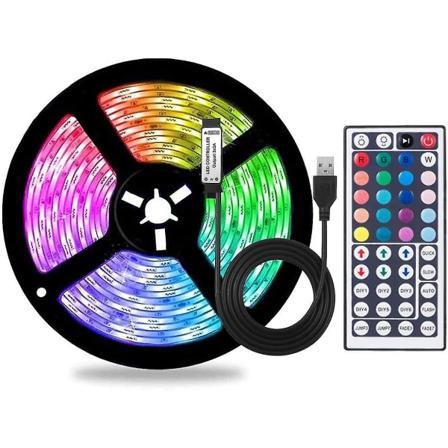 Fargeskiftende USB RGB LED-stripe lys, LED-lys med fjernkontroll for hjemmedekorasjon, TV-bakgrunnsbelysning (5m) Ikke-vanntett