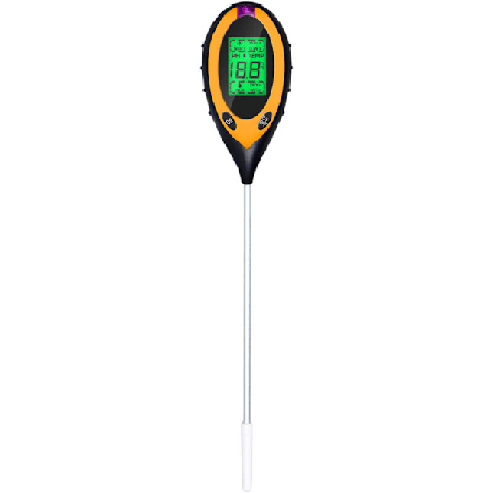 Jord-pH-mätare, 4-i-1 Jordfuktighet/Ljus/pH/Temperatur Testare Trädgårdsverktygssatser för Trädgård, Batteri Ingår, Gul