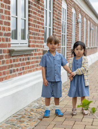 Pom Pom Classic Rub Sole Closed Two Velcro - Blue - 26