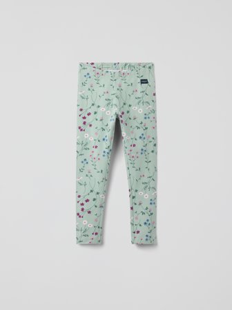 PLAY-leggingsit kukkakuviolla Polarn O. Pyret 122 lastenvaatteet green