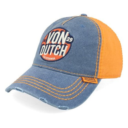 Von Dutch - Bleu unconstructed Casquette - Retro Patch Orange/Blue Dad Cap @ Hatstore