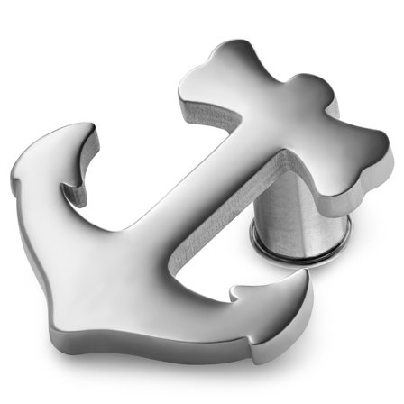 Silver-tone Stainless Steel Anchor Watch Charm for Men - Watch Accessories