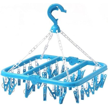 32 klesklyper for sokker, bærbar kleshenger for tørking av klær