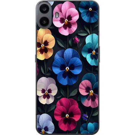 Kompatibelt Mobildeksel til Nothing CMF Phone 1 Dekorativt blomstermønster med fargerike pensélignende blomster og mørk elegant bakgrunn