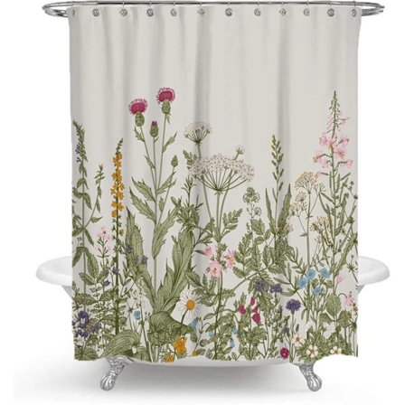 Suihkuverho 12 kiinnitysrenkaalla, 180x200 cm, vehreys